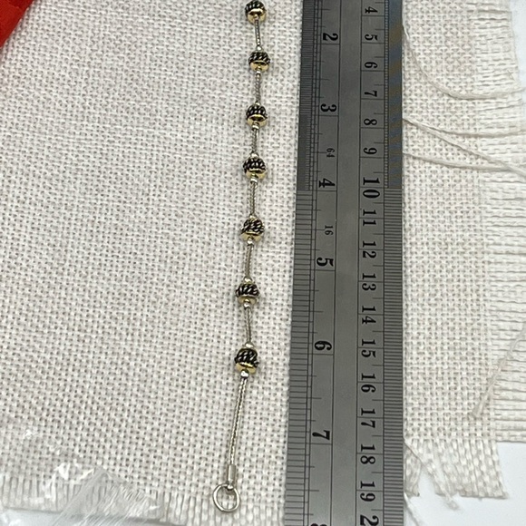 Vintage Two-Tone Beaded Bracelet, 7.5" Rope Chain, Elegant Estate Jewelry - Picture 14 of 15